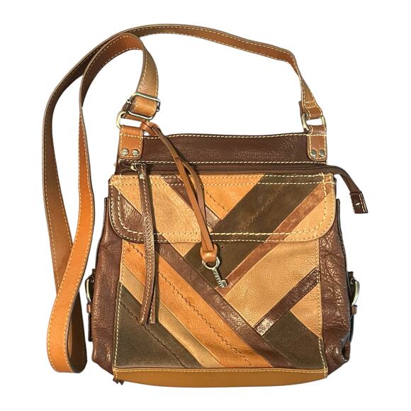 Vintage Fossil Patchwork Leather Crossbody Purse - Picture 1 of 5